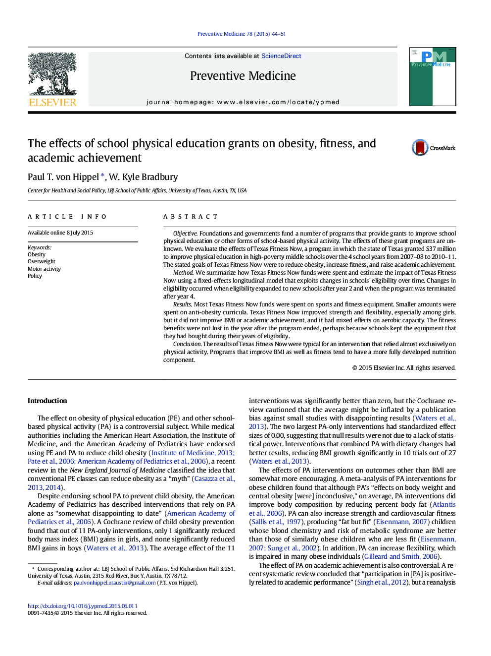 The effects of school physical education grants on obesity, fitness, and academic achievement