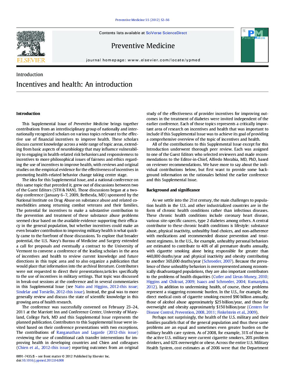 Incentives and health: An introduction