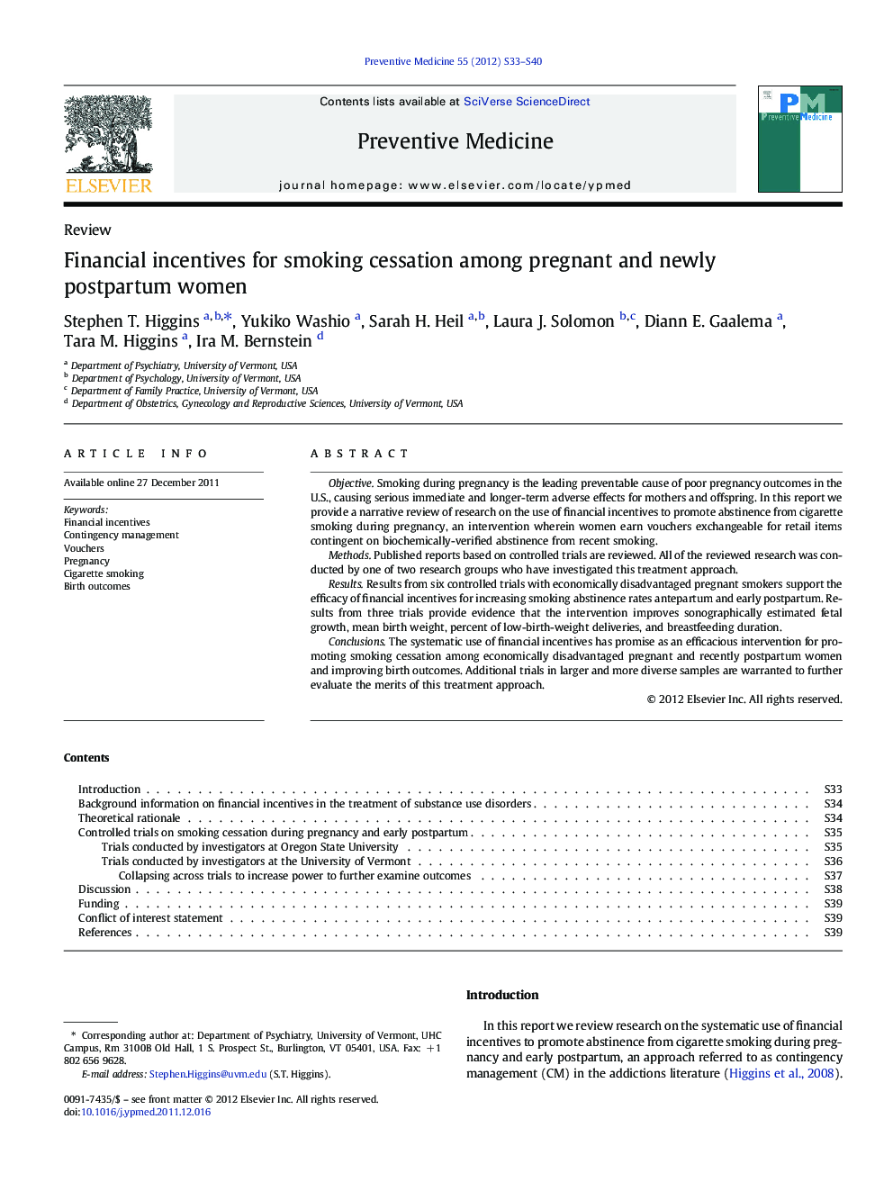 Financial incentives for smoking cessation among pregnant and newly postpartum women