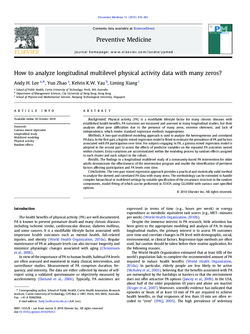 How to analyze longitudinal multilevel physical activity data with many zeros?