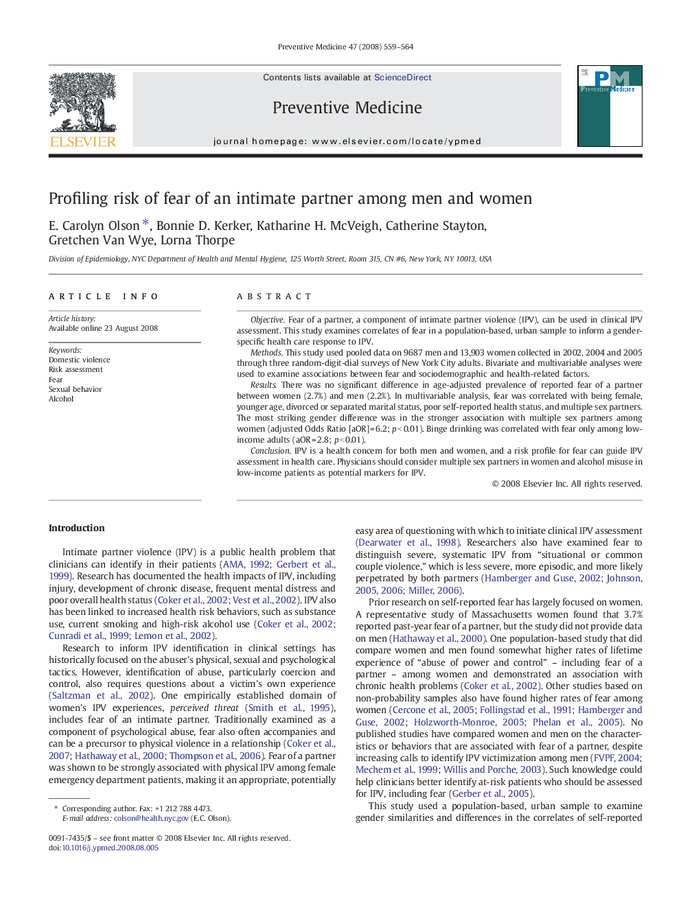 Profiling risk of fear of an intimate partner among men and women