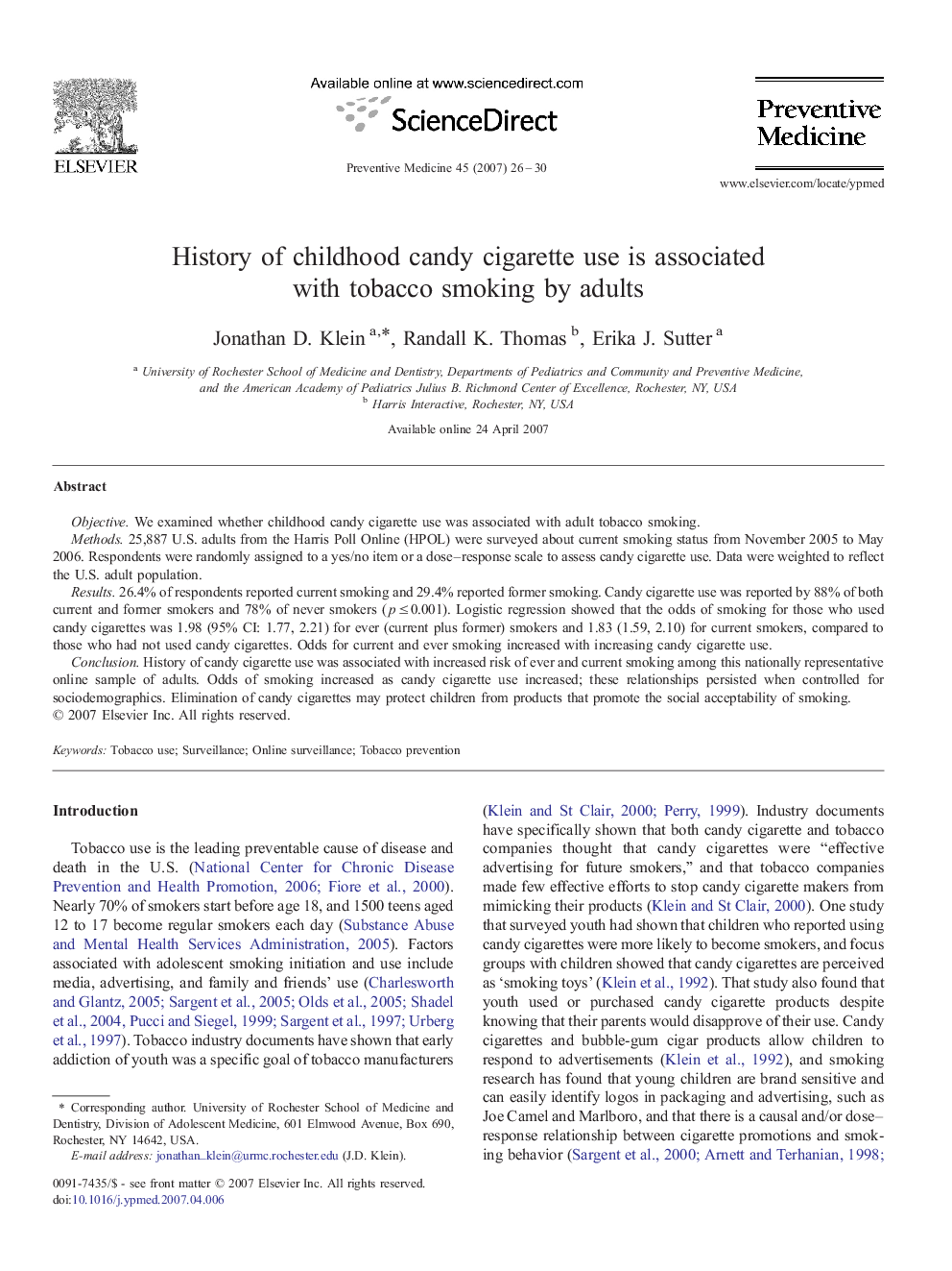 History of childhood candy cigarette use is associated with tobacco smoking by adults