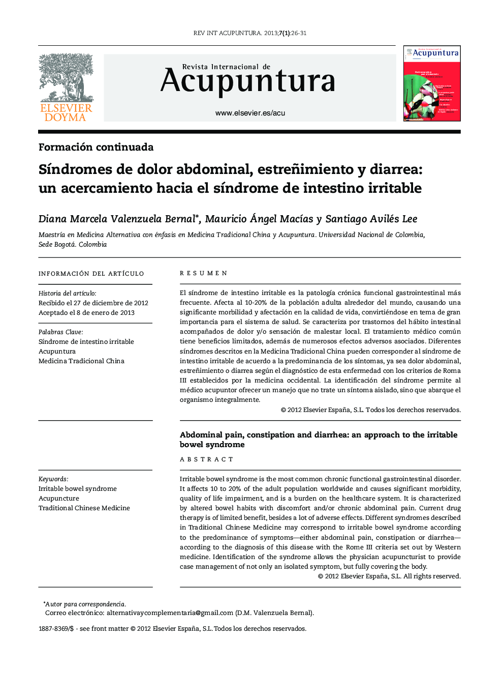 Síndromes de dolor abdominal, estreñimiento y diarrea: un acercamiento hacia el síndrome de intestino irritable