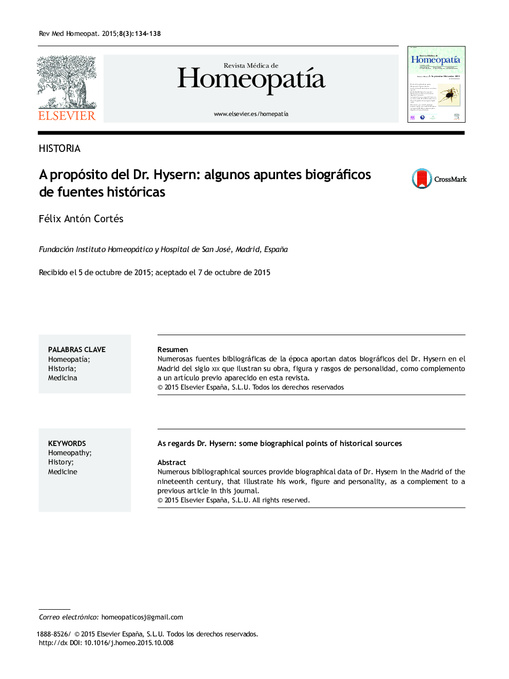 A propósito del Dr. Hysern: algunos apuntes biográficos de fuentes históricas