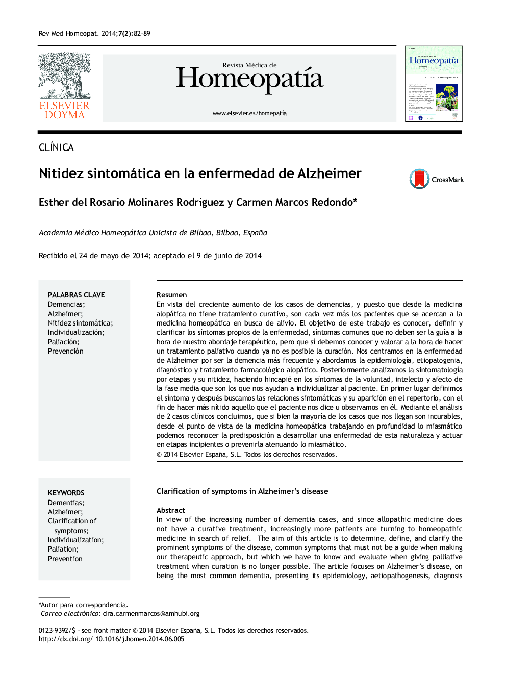 Nitidez sintomática en la enfermedad de Alzheimer