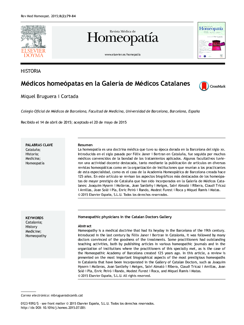 Médicos homeópatas en la GalerÃ­a de Médicos Catalanes