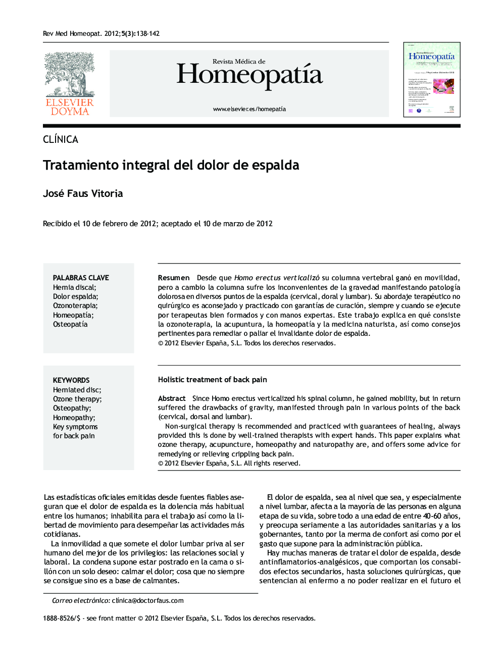 Tratamiento integral del dolor de espalda