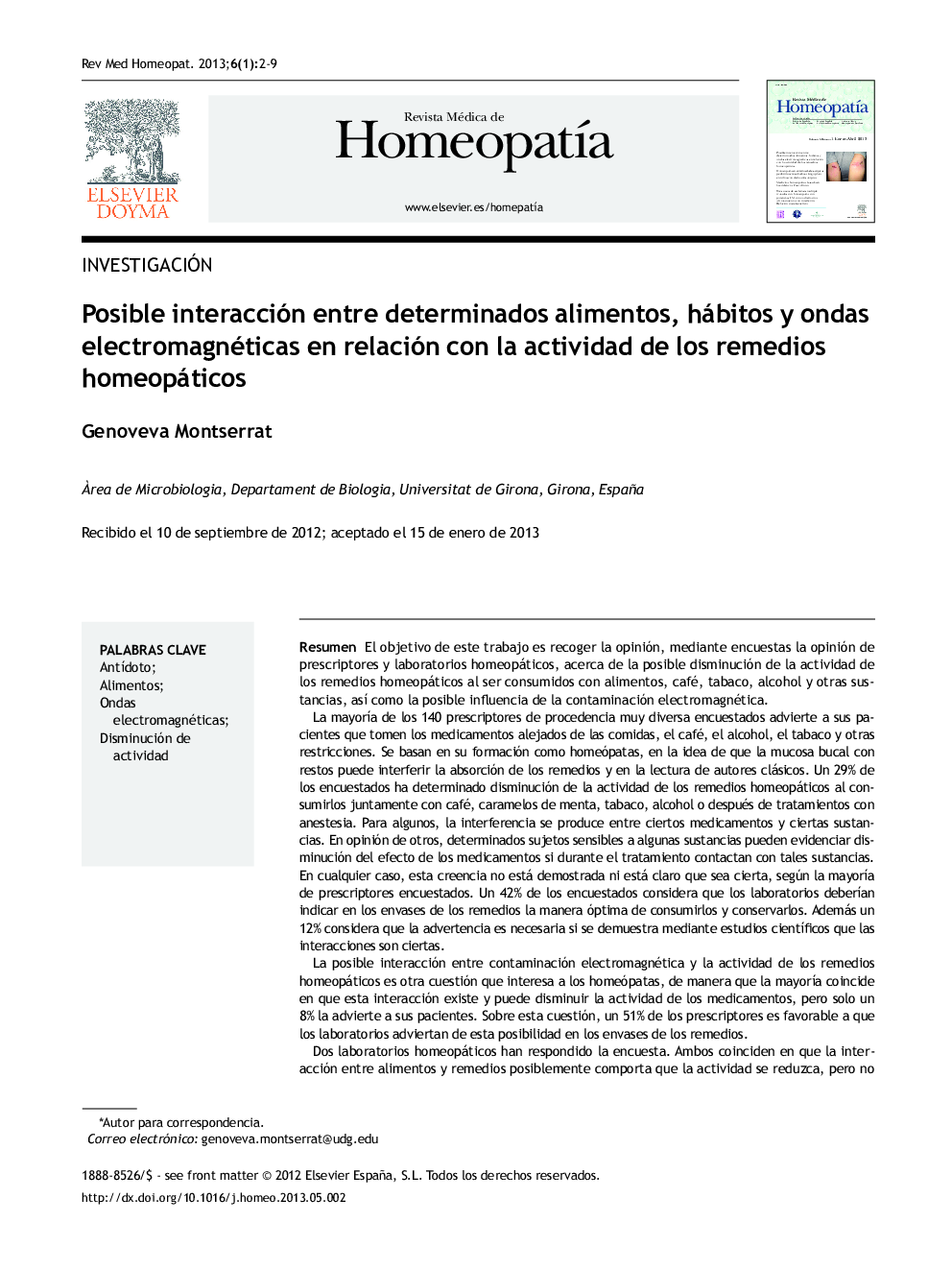 Posible interacción entre determinados alimentos, hábitos y ondas electromagnéticas en relación con la actividad de los remedios homeopáticos