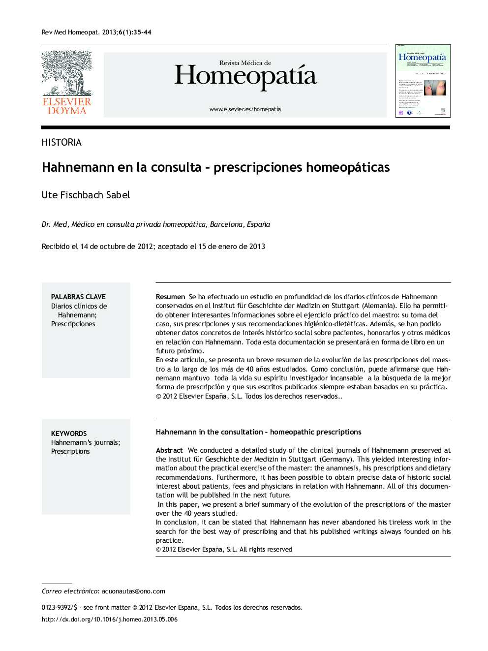 Hahnemann en la consulta - prescripciones homeopáticas
