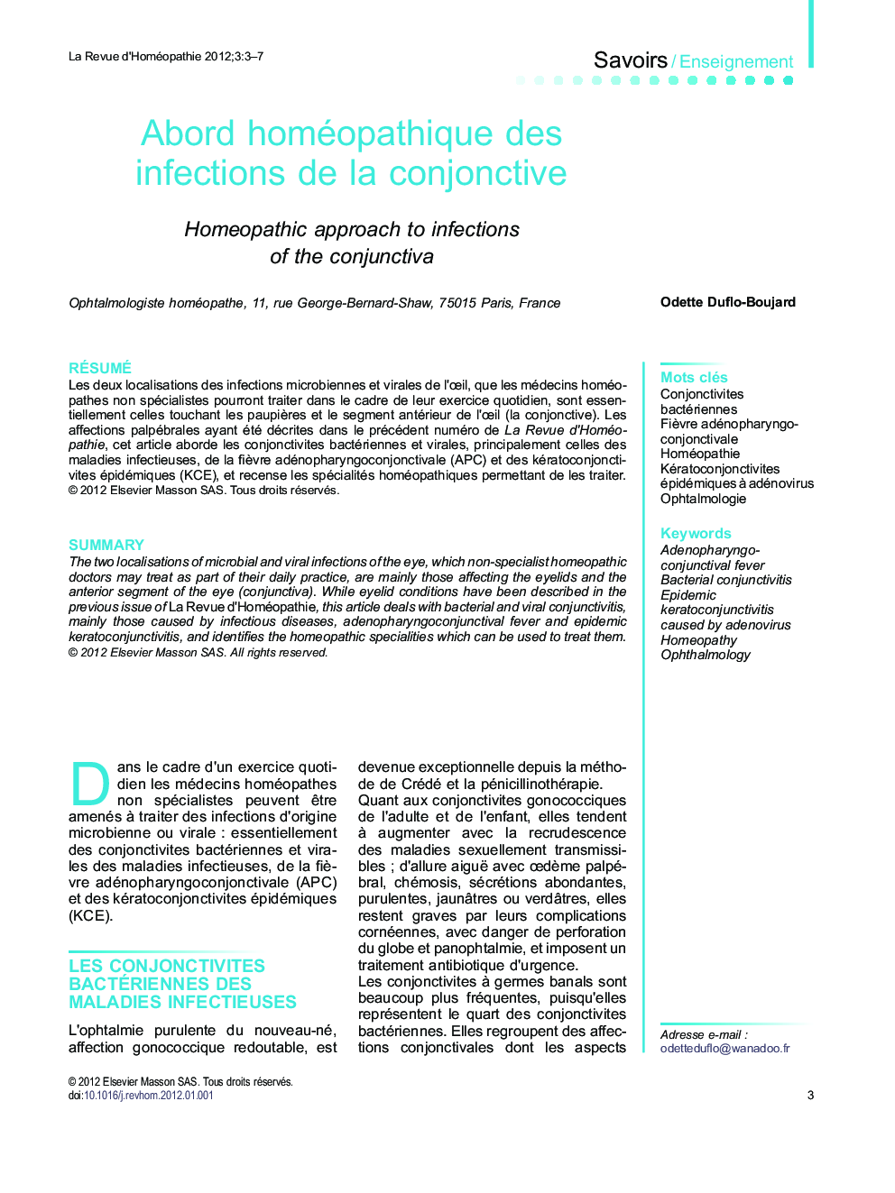 Abord homéopathique des infections de la conjonctive