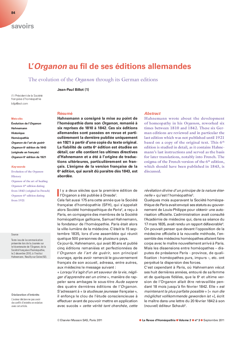 L'Organon au fil de ses éditions allemandes