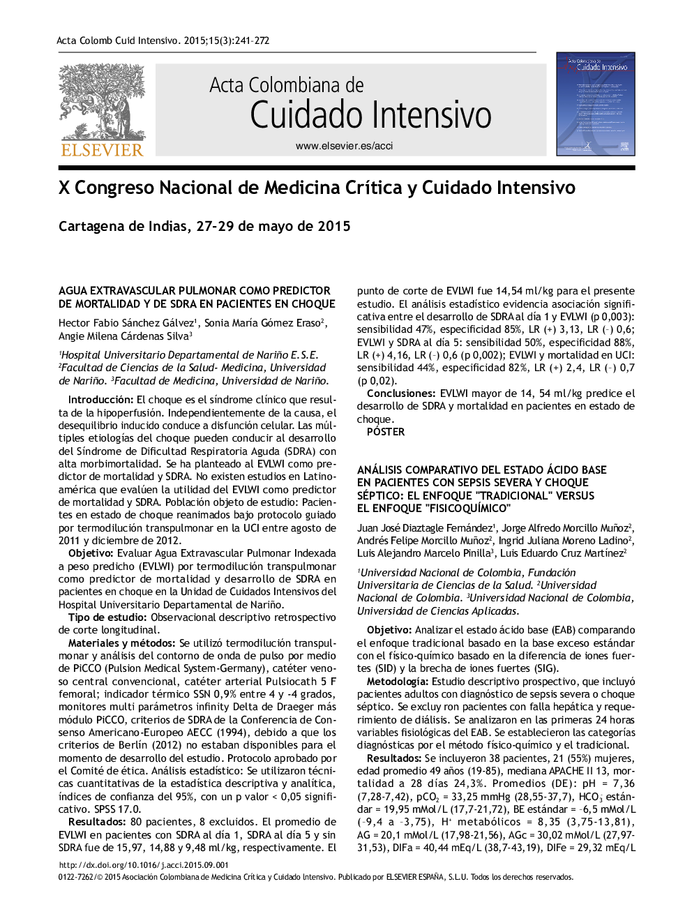 عکس صفحه اول مقاله: X Congreso Nacional de Medicina CrÃtica y Cuidado Intensivo X Congreso Nacional de Medicina CrÃtica y Cuidado Intensivo