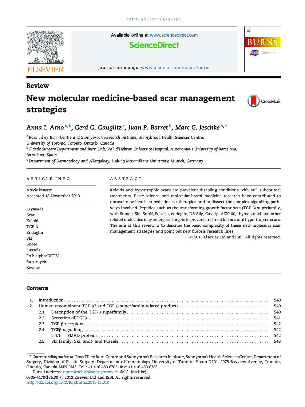 New molecular medicine-based scar management strategies