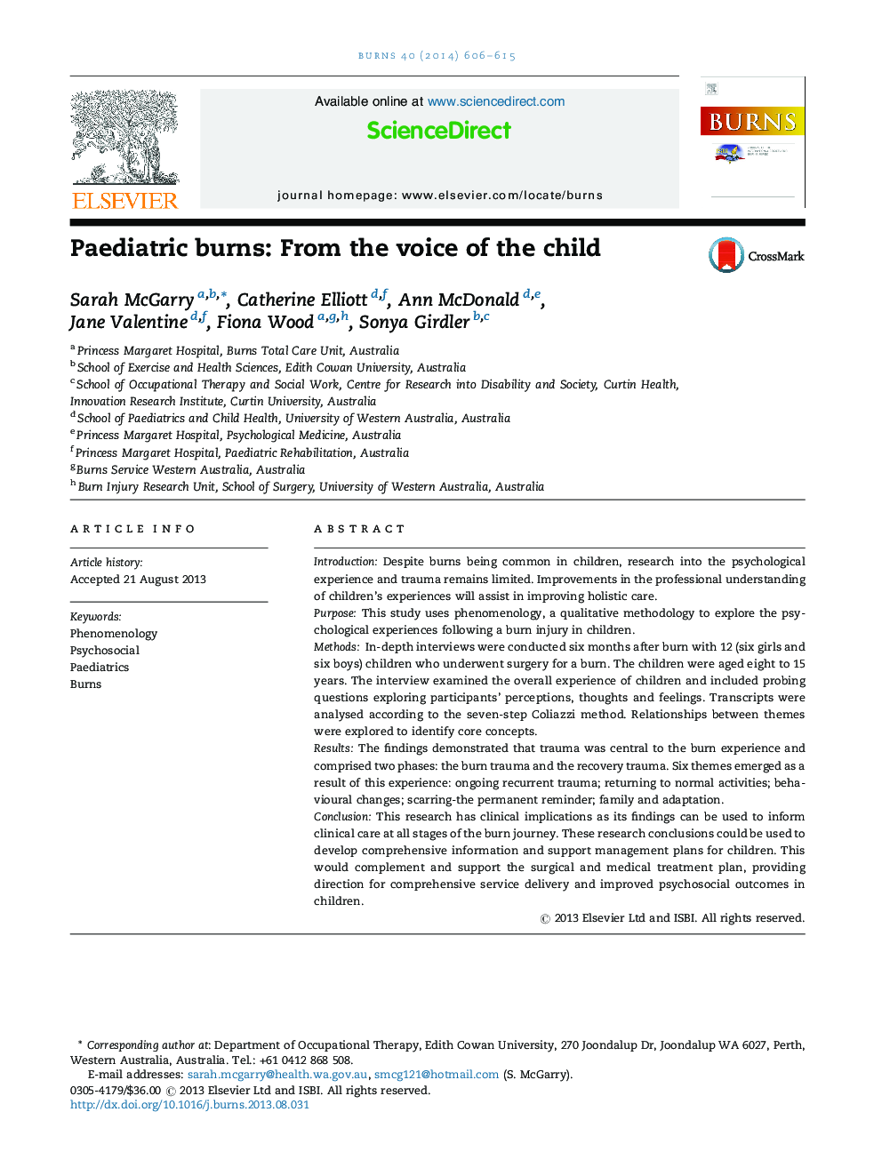 Paediatric burns: From the voice of the child