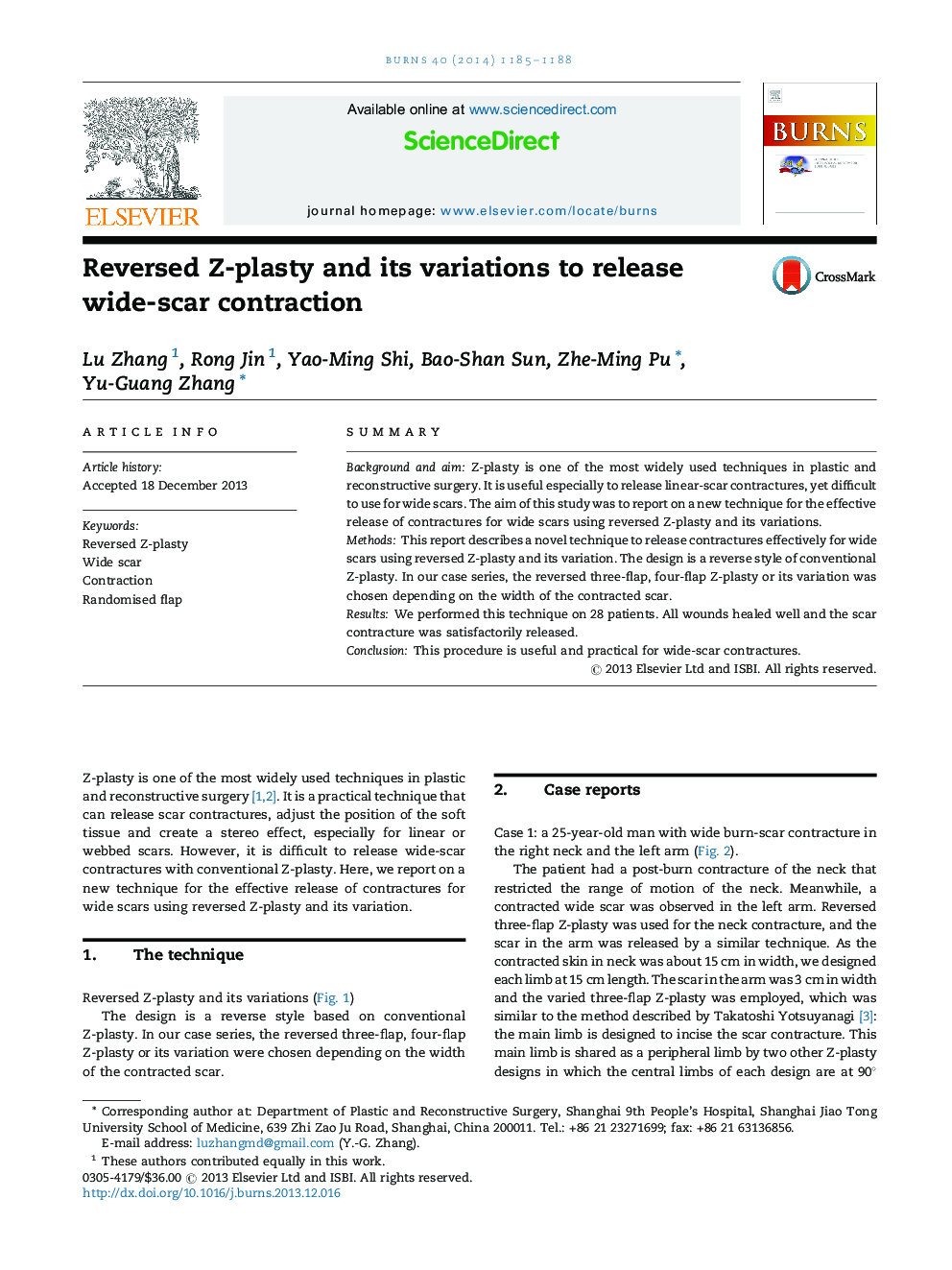 Reversed Z-plasty and its variations to release wide-scar contraction