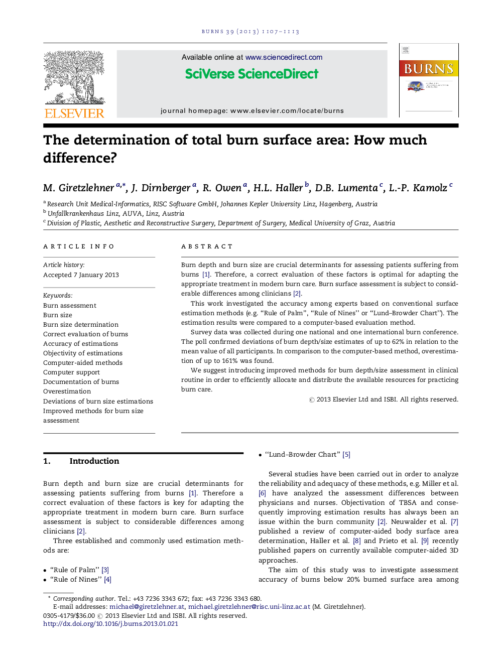 The determination of total burn surface area: How much difference?