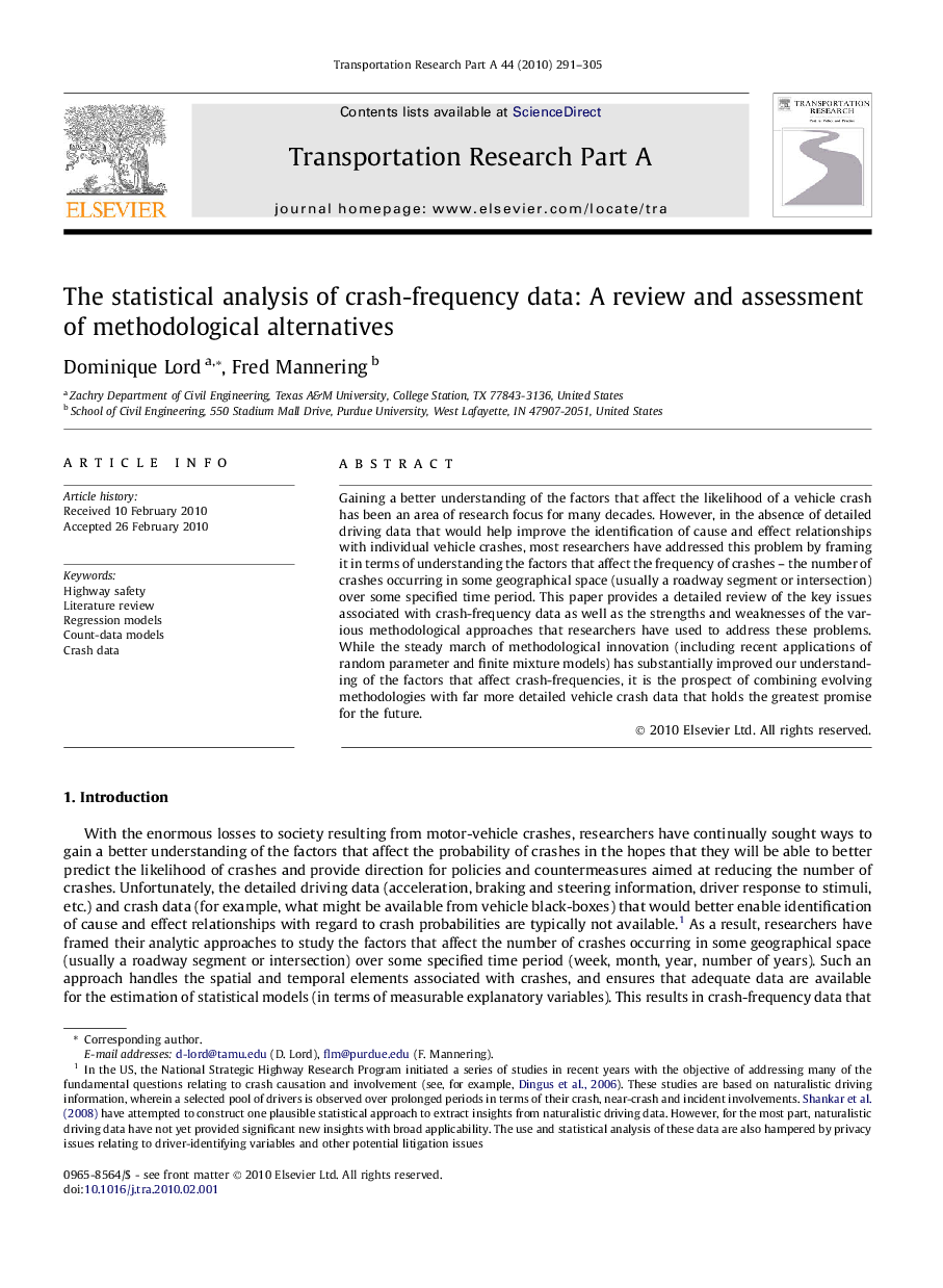 The statistical analysis of crash-frequency data: A review and assessment of methodological alternatives