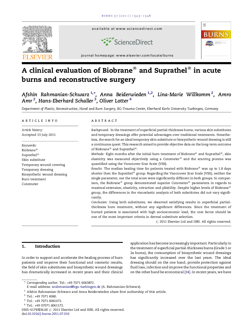 A clinical evaluation of Biobrane® and Suprathel® in acute burns and reconstructive surgery