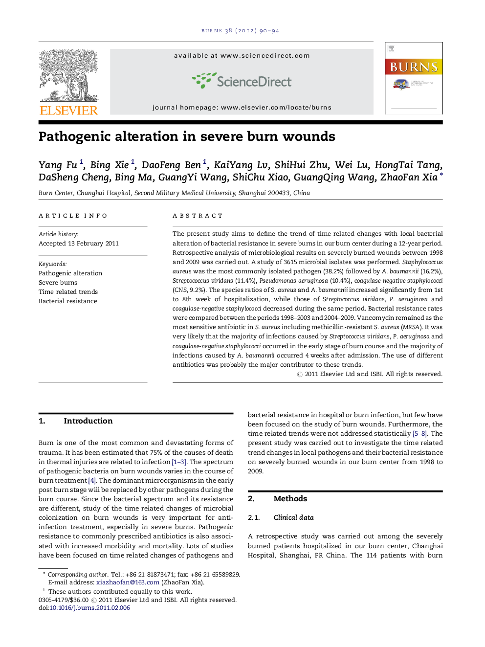 Pathogenic alteration in severe burn wounds