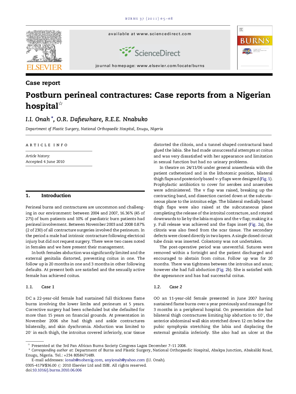 Postburn perineal contractures: Case reports from a Nigerian hospital