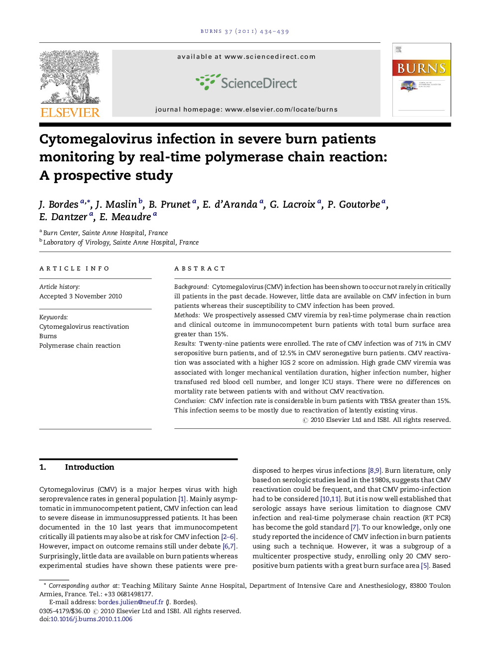 Cytomegalovirus infection in severe burn patients monitoring by real-time polymerase chain reaction: A prospective study