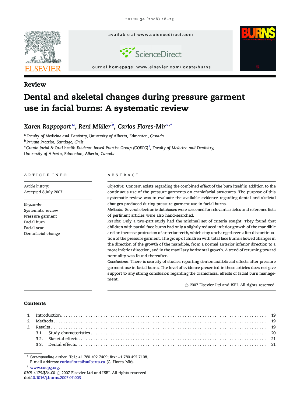 Dental and skeletal changes during pressure garment use in facial burns: A systematic review