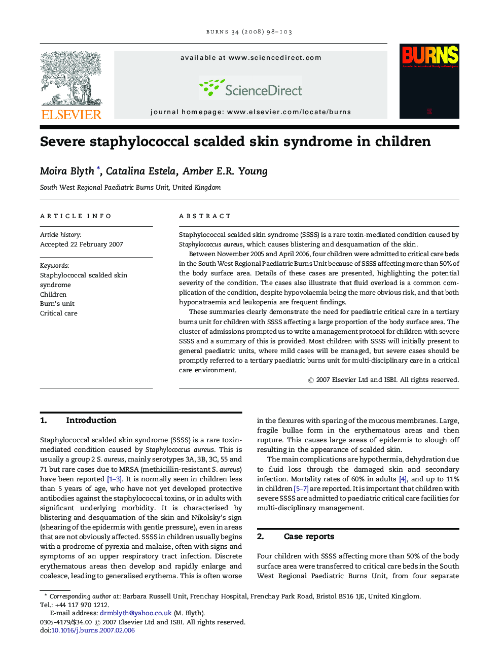 Severe staphylococcal scalded skin syndrome in children