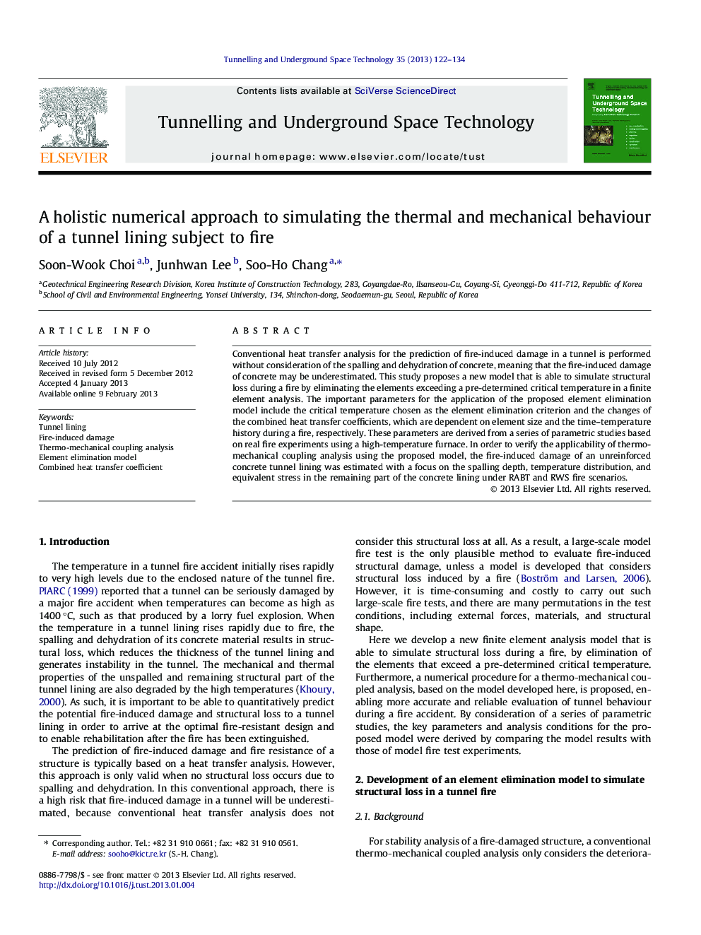 A holistic numerical approach to simulating the thermal and mechanical behaviour of a tunnel lining subject to fire