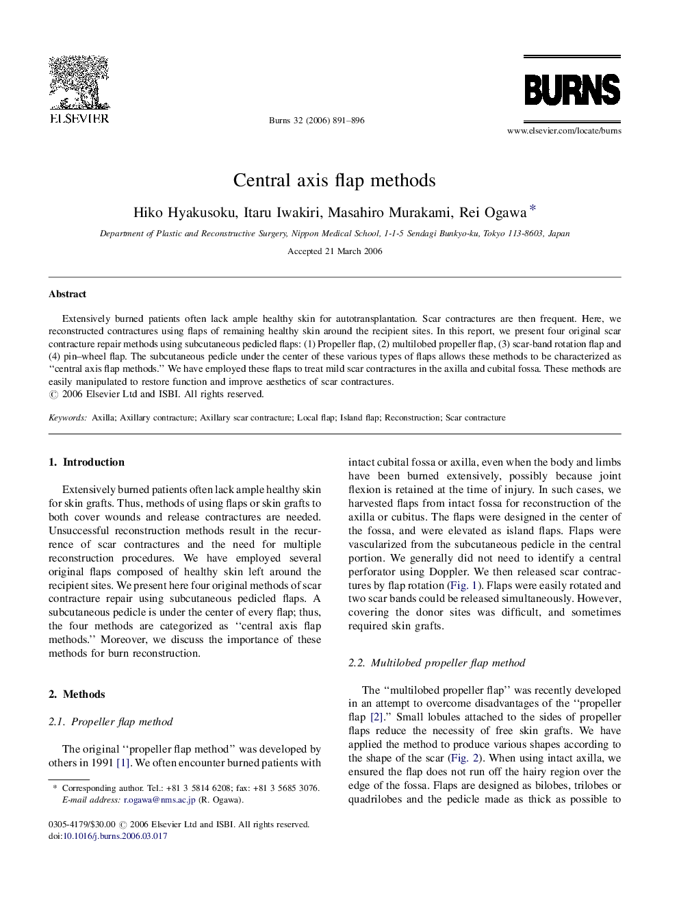 Central axis flap methods