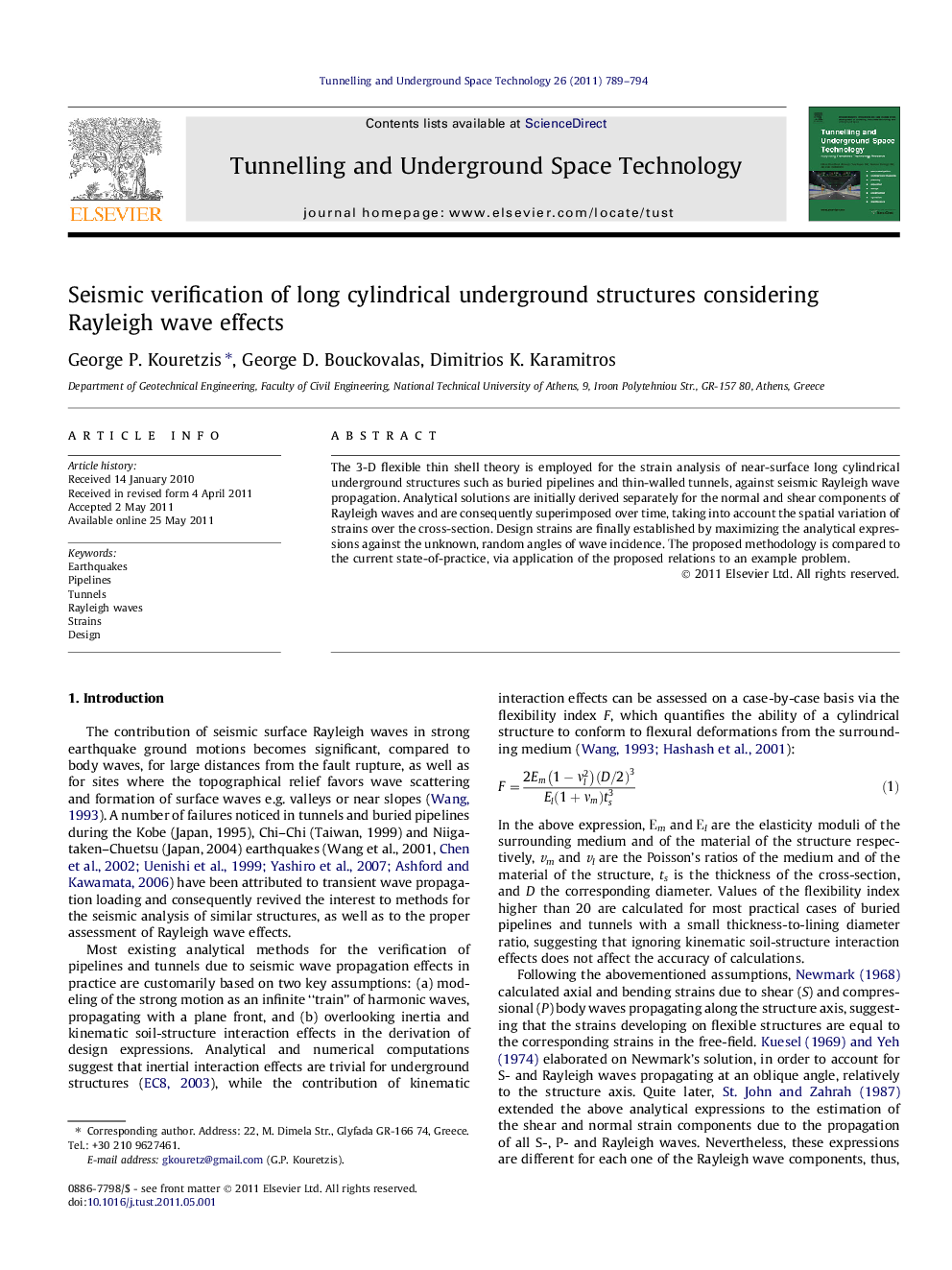 Seismic verification of long cylindrical underground structures considering Rayleigh wave effects