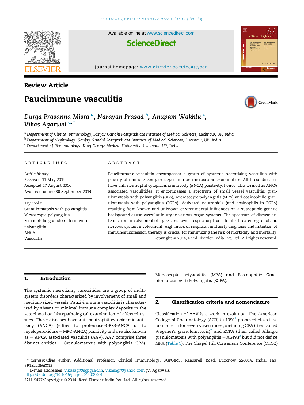 Pauciimmune vasculitis