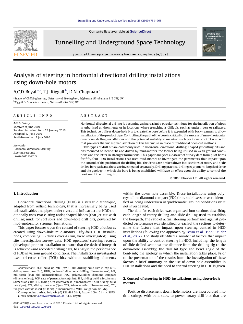 Analysis of steering in horizontal directional drilling installations using down-hole motors