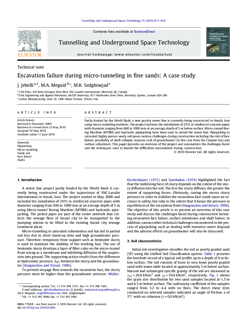 Excavation failure during micro-tunneling in fine sands: A case study