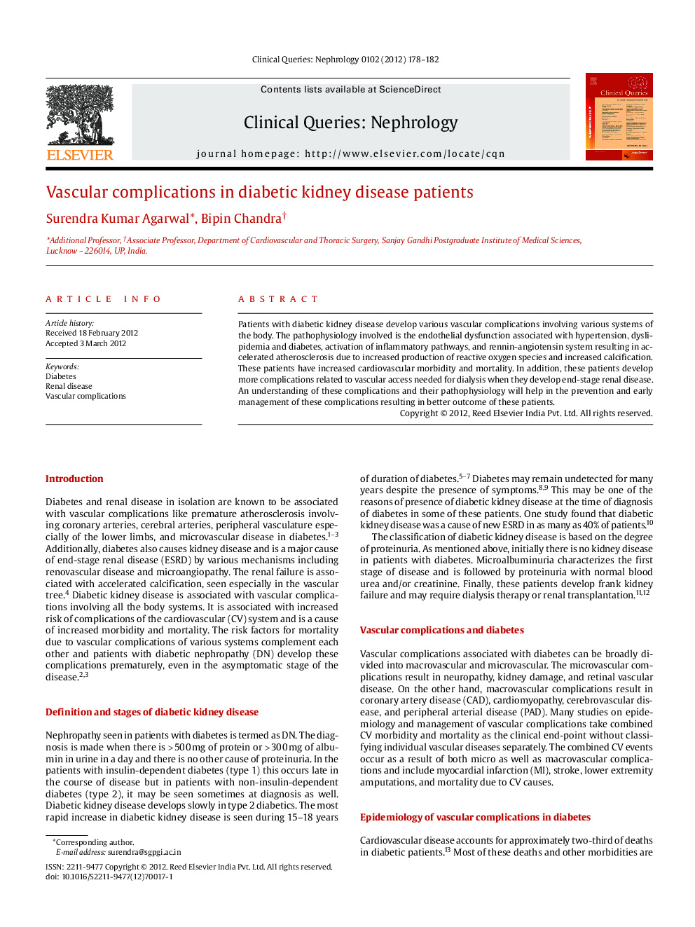 Vascular complications in diabetic kidney disease patients