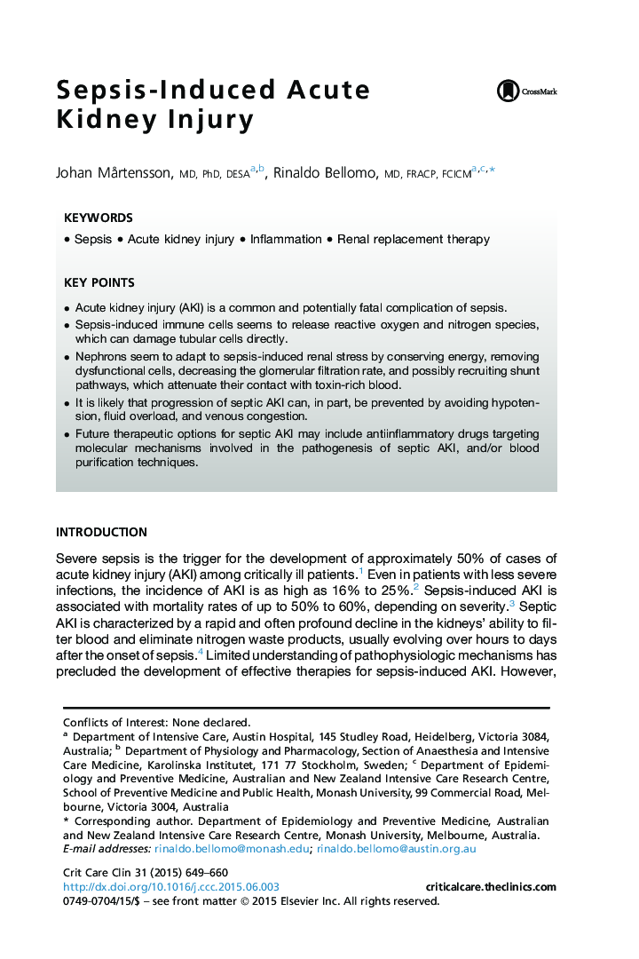 Sepsis-Induced Acute Kidney Injury