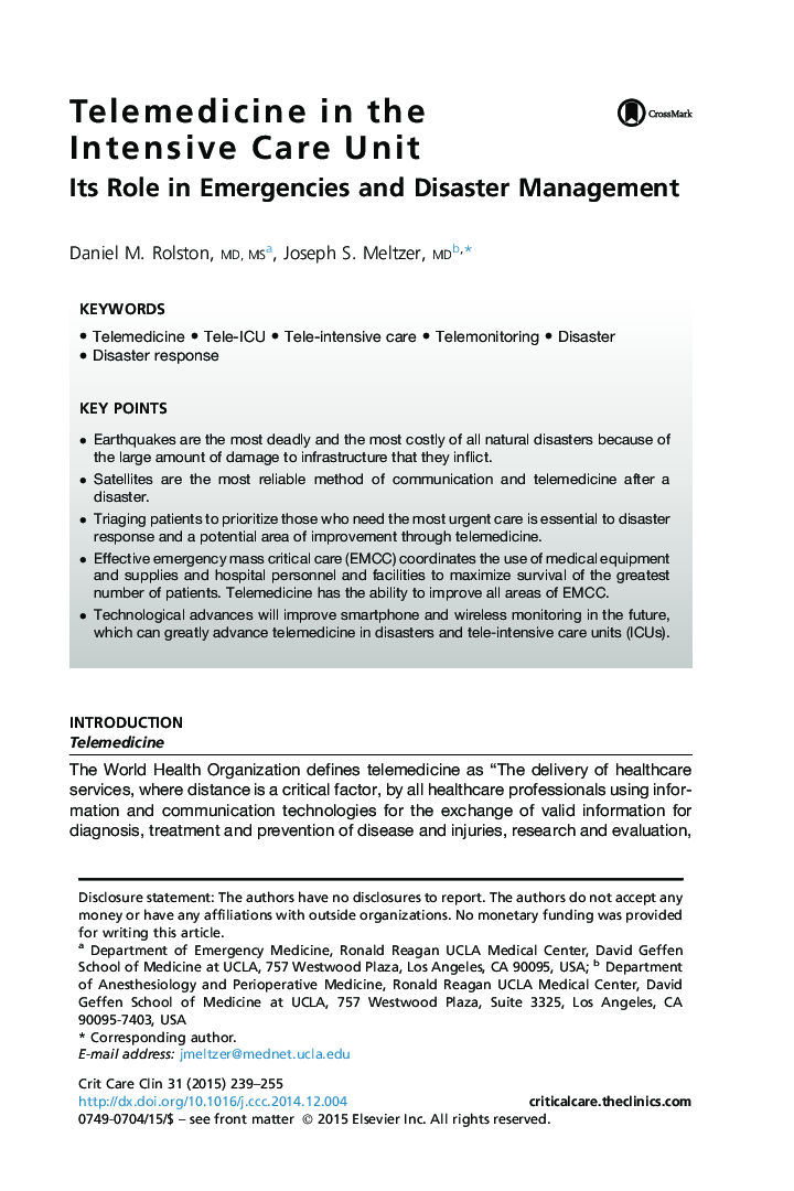 Telemedicine in the Intensive Care Unit