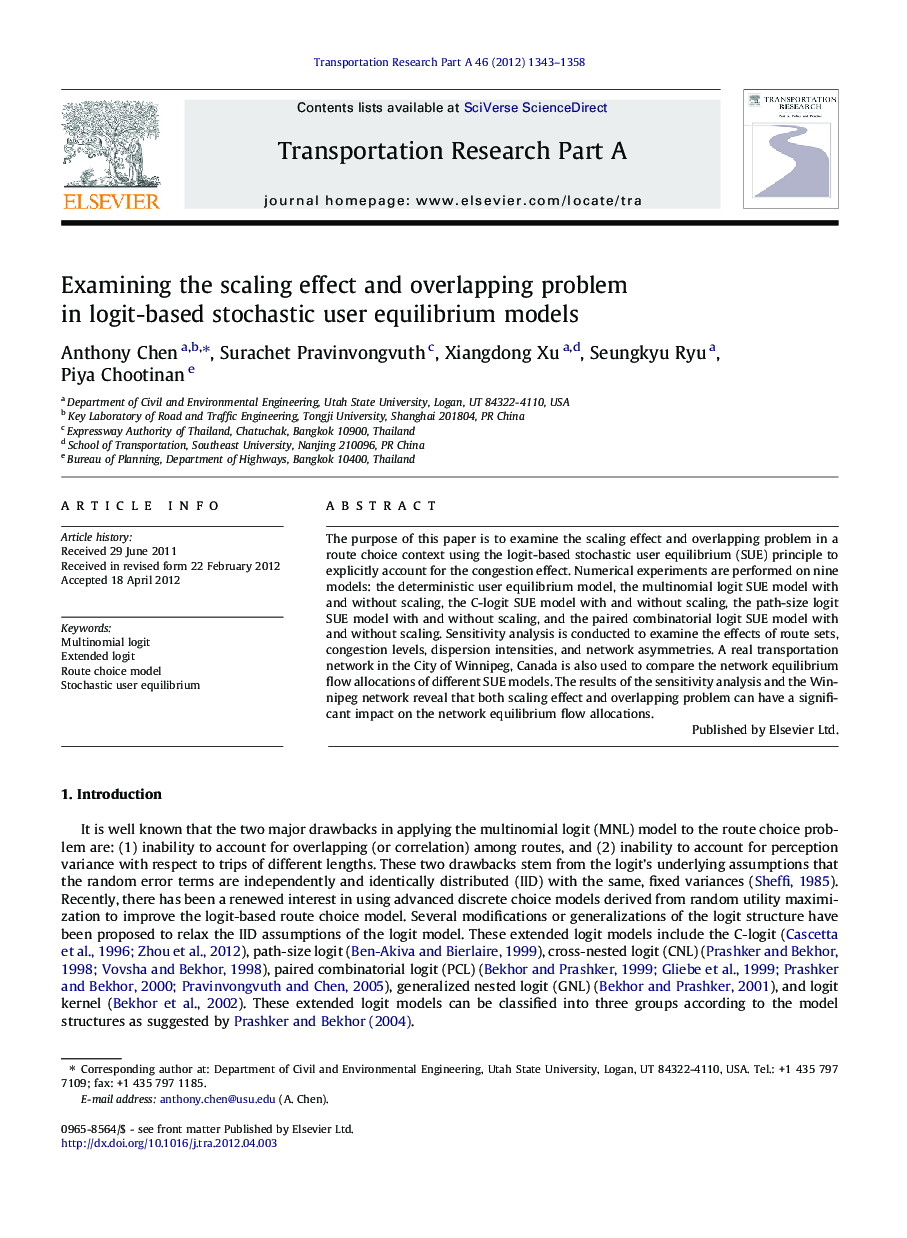 Examining the scaling effect and overlapping problem in logit-based stochastic user equilibrium models