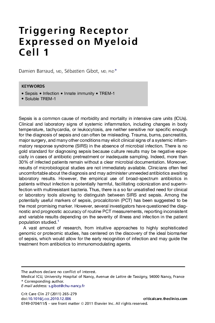 Triggering Receptor Expressed on Myeloid Cell 1