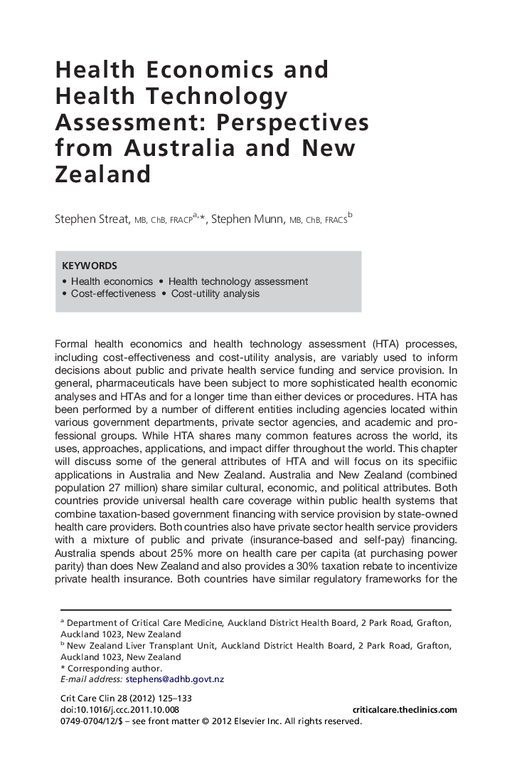 Health Economics and Health Technology Assessment: Perspectives from Australia and New Zealand