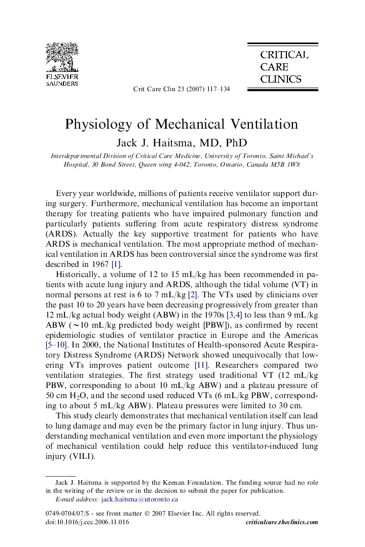 Physiology of Mechanical Ventilation