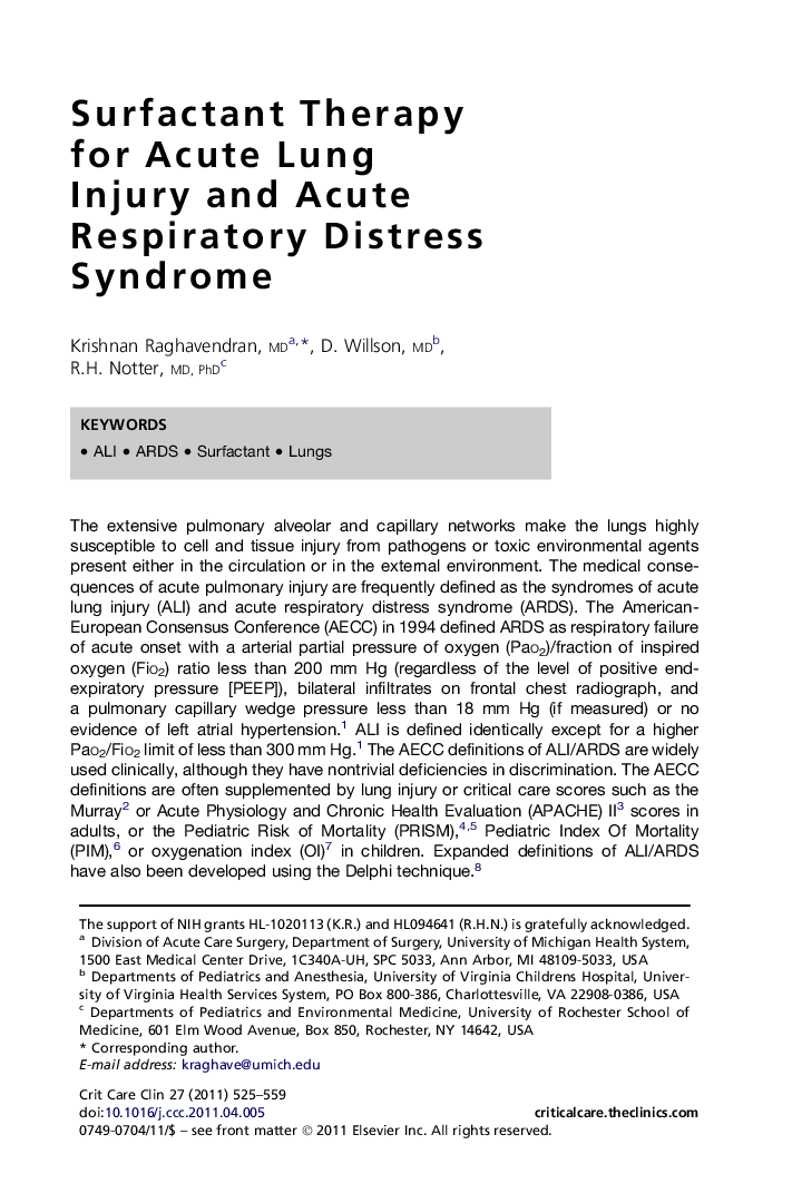 Surfactant Therapy for Acute Lung InjuryÂ and Acute Respiratory Distress Syndrome
