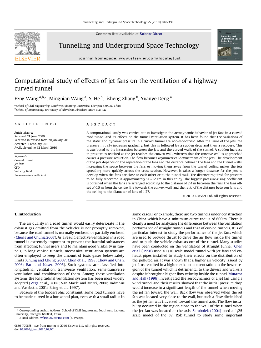 Computational study of effects of jet fans on the ventilation of a highway curved tunnel