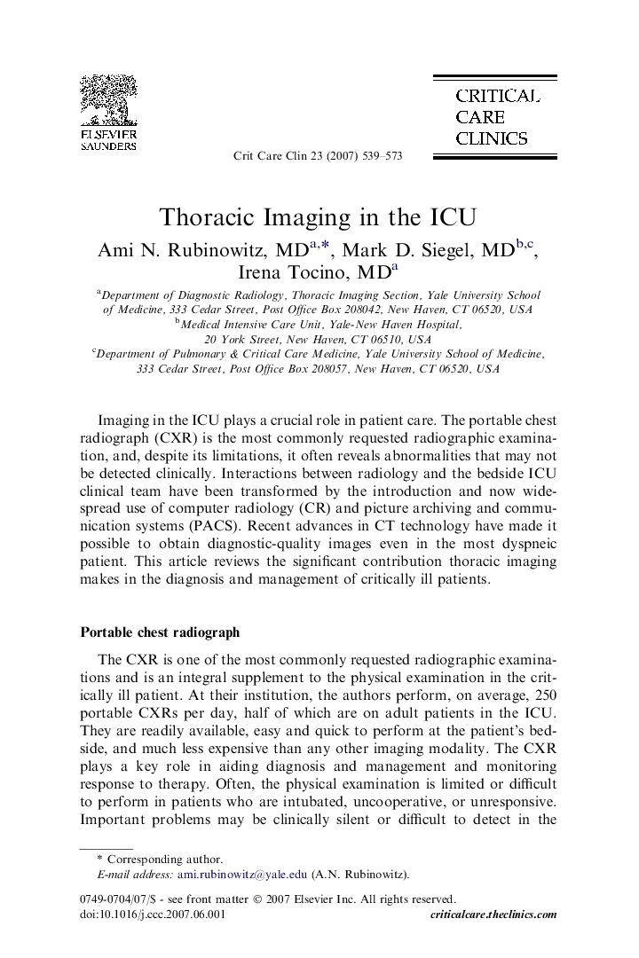 Thoracic Imaging in the ICU