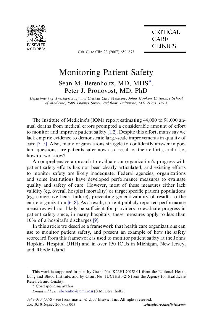 Monitoring Patient Safety 