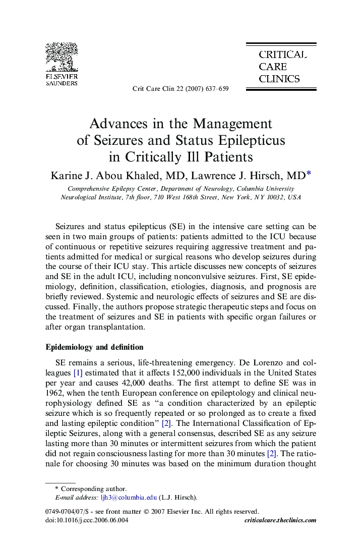 Advances in the Management of Seizures and Status Epilepticus in Critically Ill Patients