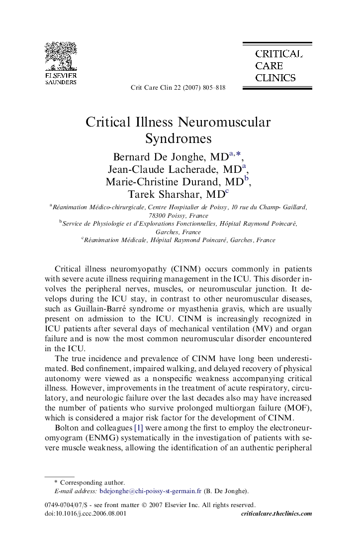 Critical Illness Neuromuscular Syndromes