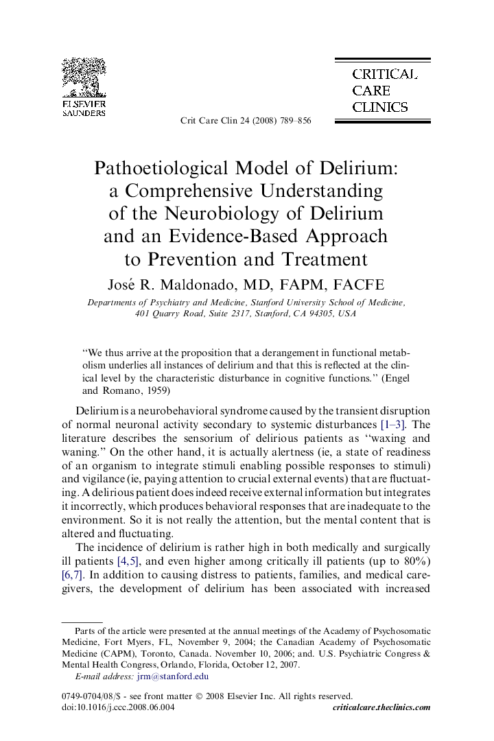 Pathoetiological Model of Delirium: a Comprehensive Understanding of the Neurobiology of Delirium and an Evidence-Based Approach to Prevention and Treatment 