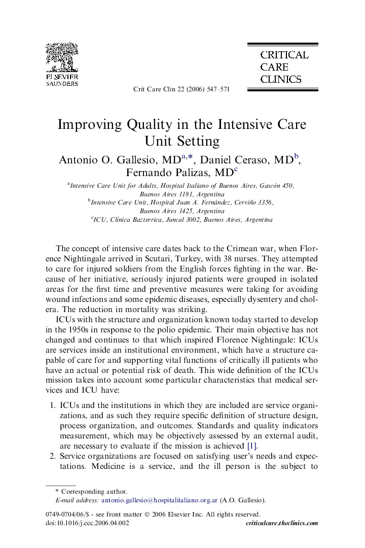Improving Quality in the Intensive Care Unit Setting