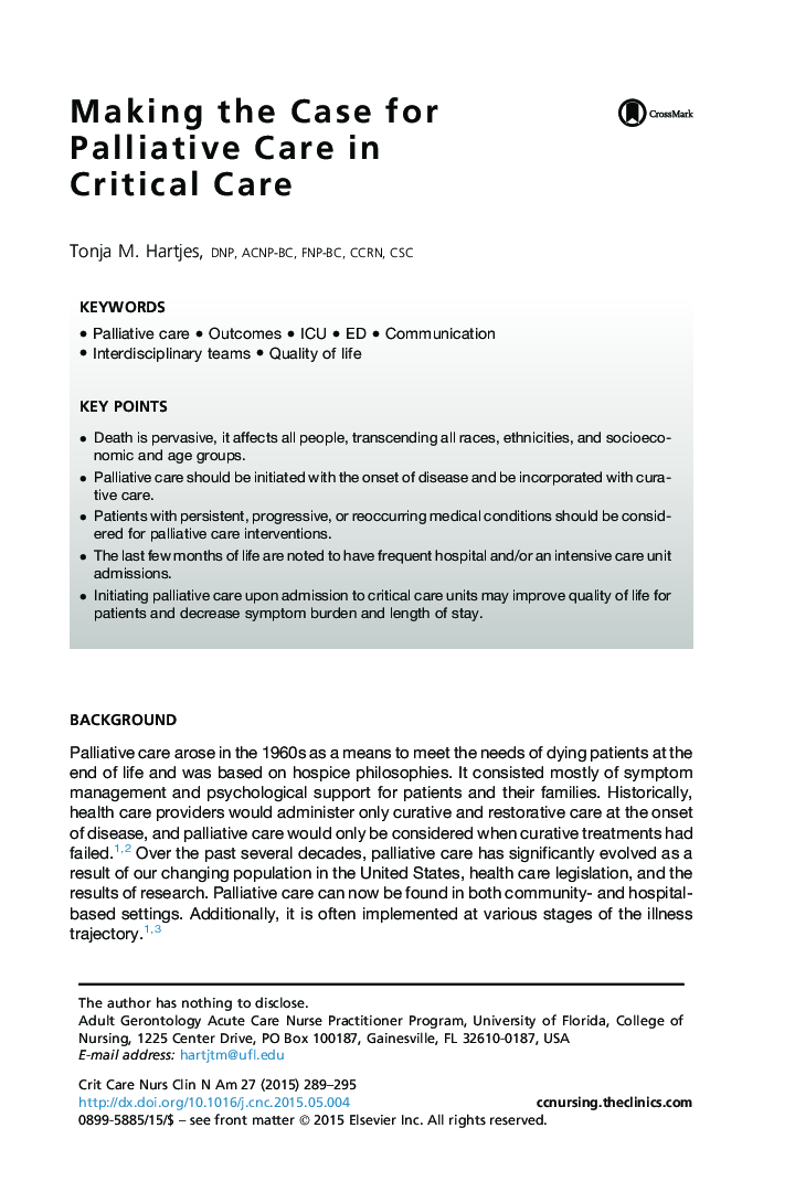 Making the Case for Palliative Care in Critical Care