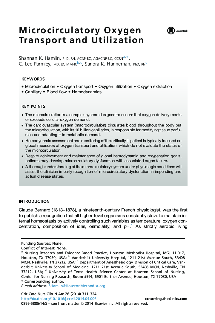 Microcirculatory Oxygen Transport and Utilization